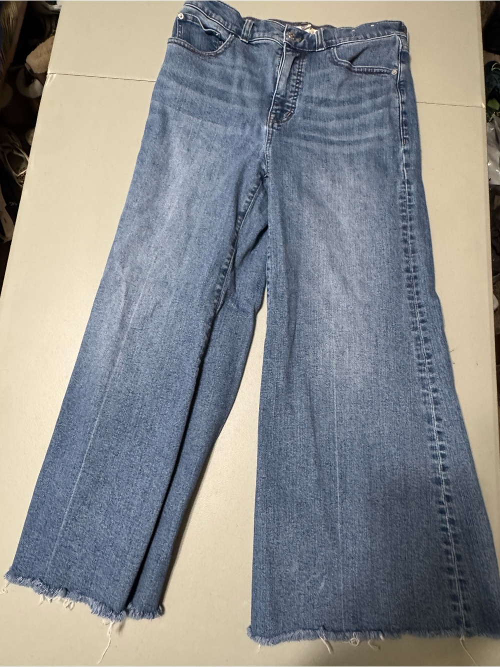 Wide Leg flared Women's Jeans in Medium Blue